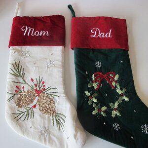 Personal Creations Embroidered Mom & Dad Christmas Stockings